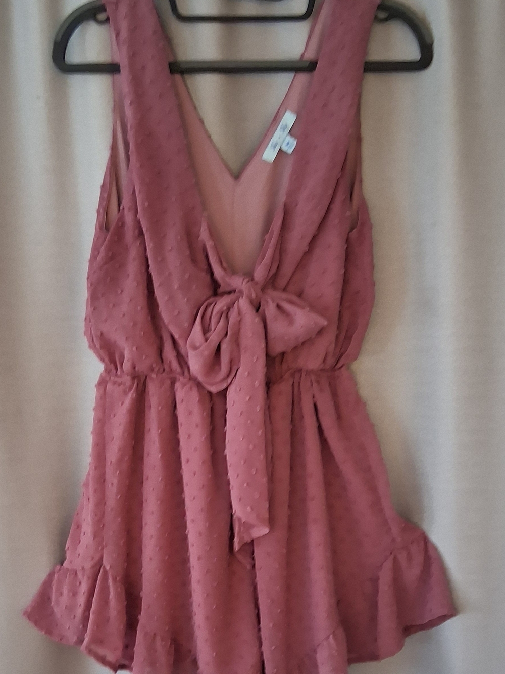 She + Sky Dusty Rose Textured Tie-Front Romper